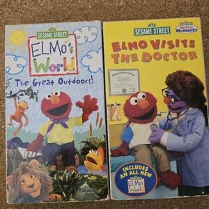 Sesame Street Elmo's World Great Outdoors  Tape VTG PBS Kids Elmo Visits The Dr